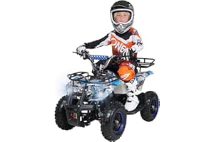 ‎ACTIONBIKES MOTORS Actionbikes Motors Kinder Quad Elektro ATV Torino | 𝟑𝟔 Volt 𝟭𝟬𝟬𝟬 Watt Motor bis 𝟐𝟒 km/h - Kinderquad - Pocket Quad - Safety Touch Fußschalter - Miniquad - Für Kinder ab 8 Jahren (Blau Polo)
