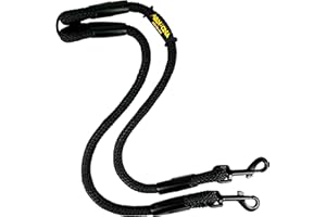 AVANZONA Correa para Perros con Doble Gancho para 2 Perros, Fabricada en España, para Perros pequeños, medianos y Grandes. Negro 55CM + 55CM