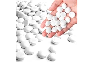 Meschett 440g Weiß Glassteine & Muggelsteine 85-100 Stück, 13-20mm Glasnuggets für Vasen, Dekosteine für Aquarium und basteln, Vasenfüller