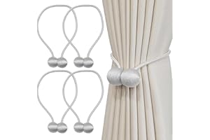 Tel Charme * Magnetische Vorhang Raffhalter 4 Stück, Gardinen Raffhalter Schwarz Gardinen Halter mit Magneten, Vorhang Halter Raffhalter für Gardinenklammern Vorhänge Zuhause, Büro, Dekoration (Grau)