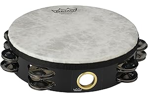 Remo World Percussion Pandereta 8" Doble fila – Marco Acousticon, Parche Fiberskyn 3, Acabado Quadura Negro, Afinación fija, 8 pares de sonajas – TA-5208-70