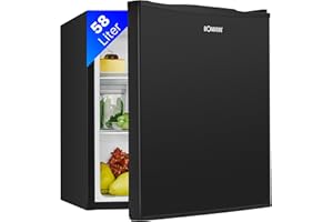 Bomann Mini Kühlschrank mit 58 Liter Nutzinhalt | Kühlschrank klein mit 2 herausnehmbaren Glasablagen | Mini Fridge mit stufenloser Temperaturregelung u. wechselbarem Türanschlag | KB 7347 schwarz