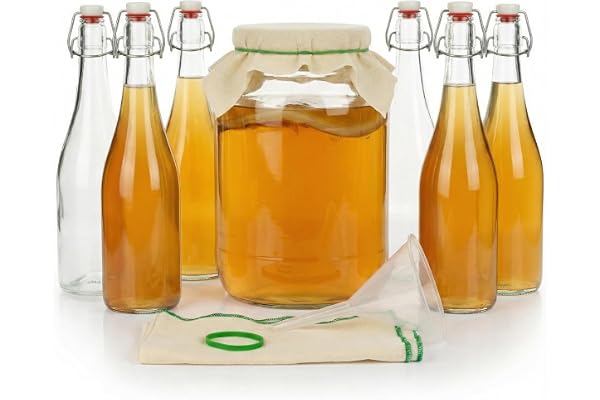 myFERMENTS - Kit för Probiotiska Drycker | Kombucha, Kefir, Öl | Stor Glasburk 4,25L