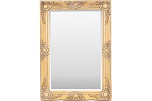 Select Mirrors Haywood Wall Mirror - French Chic Style - Real Wood Frame (50cm x 70cm, Antique Gold)