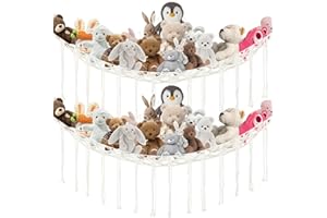 LUZIYUN 2 stück Kuscheltier Aufbewahrung Netz, Boho Makramee stofftier Hängematte Hängend Tasche, Spielzeug Hängend Organizer für Kinderzimmer, Schlafzimmer