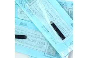 RASMET 100pcs Microblading Agujas Cuchillas Desechables Negras con Cuchilla U Maquillaje Permanente para Bolígrafos de Tatuaje de Cejas (U18)