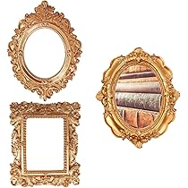 2 Cadres Photo Vintage En Résine Blanche - Format Mini Ovale & Rectangle, Décoration Murale, Bijoux, Maison