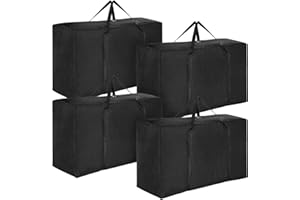 Alowor 4 Pack 210L Extra Large Strong Storage Bags, Big 600D Oxford Material Storage Box Bag Moving House with Zips for Clothes, Duvets, Laundry, Bedding (210L)