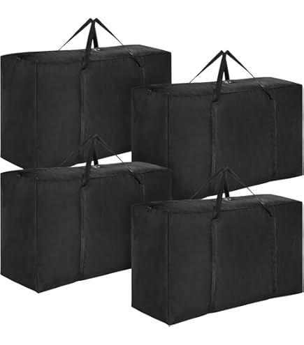 Kaket Lot De 4 Grands Sacs De Rangement 100 L Plus épais Et Imperméables Avec Fermeture éclair - Sacs De Rangement Oxford Avec Poignée Pour Literie, Couettes, Couvertures, Vêtements (gris Foncé