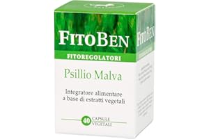 FITOBEN Psillio Malva, Integratore naturale con Psillio e Malva per favorire la regolarità intestinale, azione emolliente e lenitiva del sistema digerente. 40 cps vegetali