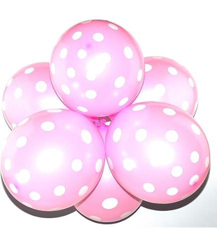 6 PALLONCINI Lattice 30 Cm ROSA POIS BIANCHI Decorazione BATTESIMO COMPL 0F6X