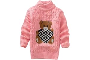 TinaDeer Kinder Rollkragenpullover Jungen Mädchen Strickpullover Winter Weihnachten Strick Pullover Pulli Baby Kleinkind Sweatshirt Langarm Strickpulli Bär Druck Sweater Tops
