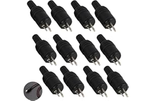 ANRBB 12 Pièces Fiches Haut-Parleur DIN 2 Broches avec Bornes à Vis, Connecteurs Audio Sans Soudure pour Câble Enceinte HiFi, Fiche Haut-Parleur Mâle DIN Facile à Installer pour Auto-Assemblage