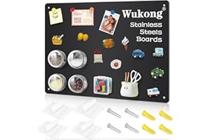 Wukong Lavagna Magnetica Nera 42 x 30 cm – 1 Pezzo – Cornice in Alluminio – Superficie Antigraffio in Acciaio Inox – Autoadesiva – Per Ufficio, Cucina, Frigorifero