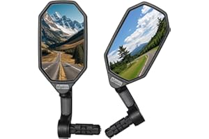 BriskMore Bar End BT-022 - Specchio per bicicletta con lente convessa ad alta definizione, antigraffio, vista posteriore sicura, 1 paio di specchietti per bicicletta (lato destro e sinistro)