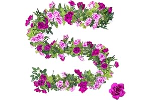 MytaYt Lot de 2 Guirlande Fleurs Artificielles Rose-Violet 2,4M Guirlande de Roses pour Arche De Mariage Jardin Maison Banquets Décoration