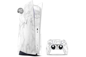 Skins4u Skin Design kompatibel mit Playstation 5 DIGITAL Edition Vinyl Aufkleber Sticker Folie Gaming Case PS5 Cover Konsole Controller Marmor Weiss