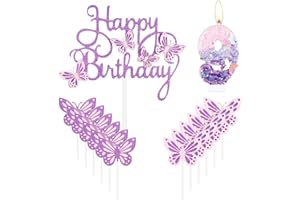 MCISKIN Happy 9th Butterfly Birthday Candles, candela rosa viola numero 9 con farfalla cake topper per ragazze, decorazioni per torta di 9° compleanno, carino topper per torta di compleanno per feste a tema
