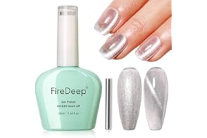 Firedeep Argento Smalto per unghie 16ml Cat Eye Holographic Glitter Silver UV/LED Soak Off Reflective Gel Polish per Nail Art Manicure con Magnete