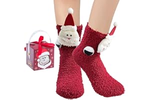 BINXWA Kuschelsocken Damen Geschenk für Frauen, Weihnachtssocken Weihnachtsgeschenke für Frauen, Weihnachtsbaum Antirutschsocken damen, Flauschige socken mit Geschenk Box