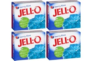 THE BRAMBLE BAY Jell-O Berry Blue Gelatin | Instant Desserts and Pie Fillings | Pack of 4 x 85g