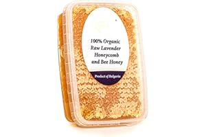BULGARIAN BEE 300 g Organic Raw Lavender Honeycomb, Natural, Pure, Fresh, Directly from The hive, Handmade, Absolutely Real Product. (300)