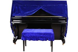 STTC Copertura per Pianoforte Verticale, Antipolvere AntiGraffio Duraturo Protettivo Decorato Copertura Universale per Tastiera elettrica a 61/88 Tasti, con Copertura per feci,Blu,Single Stool
