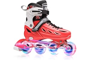 METROLLER Inline Skates for Girls and Boys, Women, Men 4 Sizes Adjustable Roller Blades with Light Up Wheels, Illuminating Beginner Rollerblades for Kids & Adult Youth