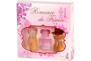 Charrier Parfums Romance de France Coffret de 3 Eau de Parfums Miniatures, Rose, Floral, 33.6 ml