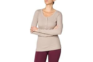 Goldenpoint Donna Maglia Manica Lunga a Costine con Bottoni a Pressione in Morbido Cotone e Modal