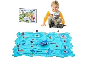 Puzzle Pista Macchinine Traccia Puzzle con Macchina Elettrico,Goomp Auto con Pista Puzzle per Bambini Divertenti Giocattoli da Costruzione Segue il Percorso per Bambini ai 3 4 5 6 7 8 Anni