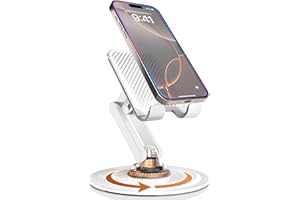 COOPER Support 360° - Support de téléphone Ajustable pour Bureau | Support Mobile Rotatif 360°, Multi-Angle, Base métallique, Pliable, Portable | Support de téléphone de Bureau (Blanc Crème)