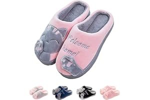 SHAINE Hausschuhe Damen Winter Herren Baumwolle Katze Pantoffeln Warme Plüsch Hausschuhe Unisex Weiche Bequeme rutschfeste Cozy Slippers