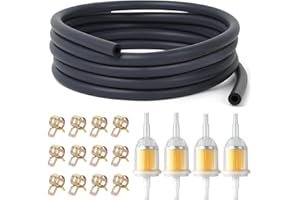HXC Zestaw 17 węży benzynowych, 2 m, Ø 4,5 mm, wąż paliwowy z 4 filtrami paliwa i 12 opaskami do węża, przewód paliwowy, zestaw do motocykli, kosiarek, skuterów, samochodów ciężarowych