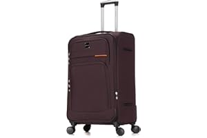 SKYLARK LUGGAGE Skylark Large Suitcase 29" Super Lightweight Luggage 20% Expandable 4 Wheel Spinner Soft Shell Check in Luggage for 23kg (Coffee, 112 litres)