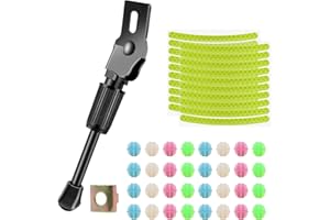 XIMKONTER Kinder-Fahrradständer, Kickstand mit 20 reflektierenden Aufklebern in 36 Farben, leuchtende Spoke Beads, Aluminiumlegierung für Kinder und Klappräder