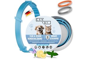 CANYBY Zeckenhalsband für Hunde – Natürlicher Zecken- & Flohschutz, Wasserdicht & Effektiver Schutz bis zu 8 Monate mit 100% natürlichen Inhaltsstoffen (Blau, 62cm)