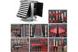 MEPHISTO Carrello porta attrezzi XXL Premium con 7 cassetti, attrezzi inclusi