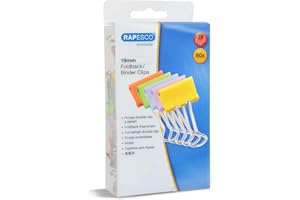 Rapesco 1492 Pinces à Double Clip 19 mm, Couleurs Vives Assorties, Lot de 80