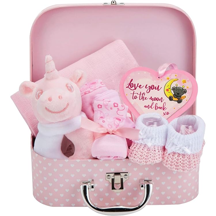 Coffret Naissance Bébé Mixte - Doudou, Couverture, Hochet, Bavoir, Cadeau Baby Shower Fille Ou Garçon