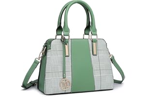 Miss Lulu Bolsos de Mano Mujer Rayas Retro Bolsos Cruzados Elegante Puntadas Bolsa de Hombro Cuero de Imitación, Verde
