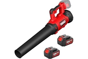 TEENO Soplador de Hojas, Soplador con Baterías Recargables de 4,0 Ah y Cargador, Flujo de Aire de 780 m³/h, 210 km/h, 6 Velocidades Soplador Hojas Eléctrico para el Cuidado del césped, Patio