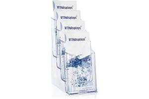 ‎VITADISPLAYS VITAdisplays® DIN lang DL Tisch-Prospektständer/Prospekthalter/Flyerständer mit 4 Etagen, Transparent