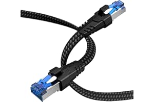 NIXSTO Kabel Ethernet kat. 8–0,5 m, 1 m, 5 m, 10 m, 15 m, 20 m, 30 m, kabel LAN, 40 Gb/s 2000 MHz, płaski nylonowy pleciony kabel internetowy, kompatybilny z komputerem, telewizorem, modemem, prezent dla graczy
