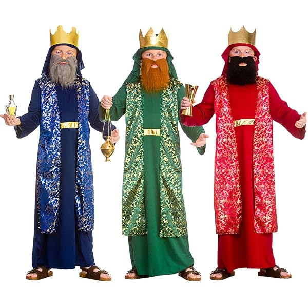 Kinder-Königskostüm Für Weihnachten – Drei Könige / Weise, Mit Tunika, Hose & Krone, Größe 4–6 Jahre