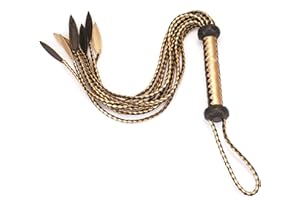 Tryolove Genuine Leather Whip Cat-O'-Nine-Tails Whip | 23cm Handle & 59cm Tail Handcrafted Premium Horse Equipment Whip Training Horse Riding Whip