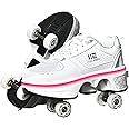 KOFUBOKE Unisex Adult Kids Deformation Roller Skate Shoes Double-Row Walking Shoes with Invisible Wheels 2 in 1 Removable Pulley Parkour Skating