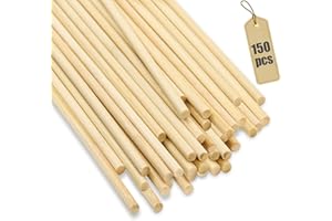 GZGXKJ 150pcs Palos de Madera 300 mm x 4 mm para Manualidades - Redondos para Decoración de Muebles, Modelismo y Bricolaje