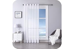 MRTREES Cortina para Ventana Salon Translúcidas Visillos Paneles para Ventanas Dormitorio Sala para Niños Comedor 1 Pieza 300×245cm Blanco