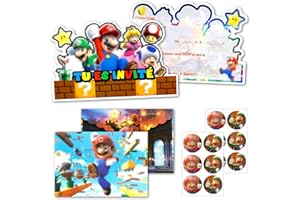 CRUNIER Carte Invitation Anniversaire Enfant,12 Francais Carte Invitation+12 Enveloppes+12 Autocollants,Invitation pour Anniversaire Garcon/Fille,Invitation Anniversaire,Bal Soirée Fête (Couleur A)